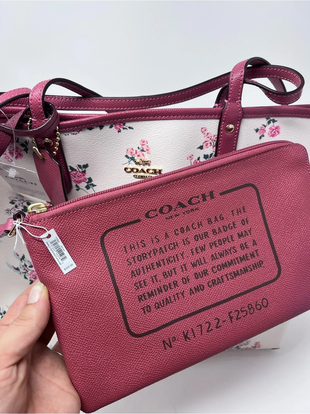 NWT Coach Cross Sketch Reversible Tea Rose Floral City Tote w/ Wristlet